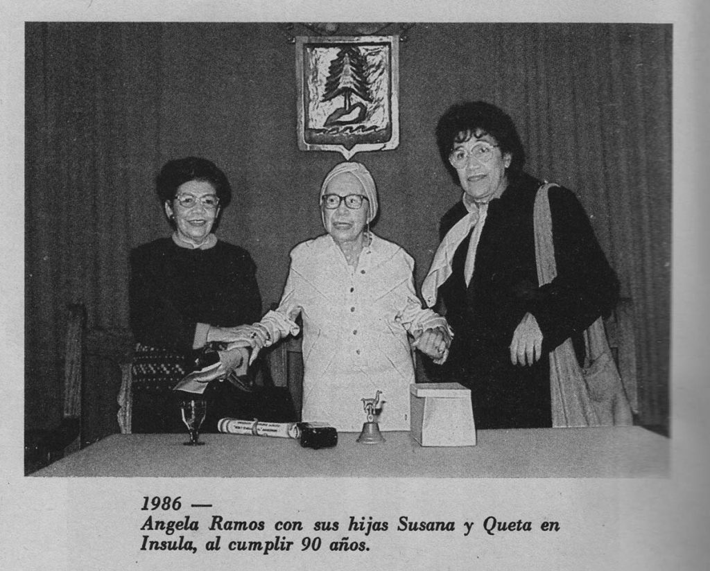 Ángela Ramos con sus hijas Susana y Queta.